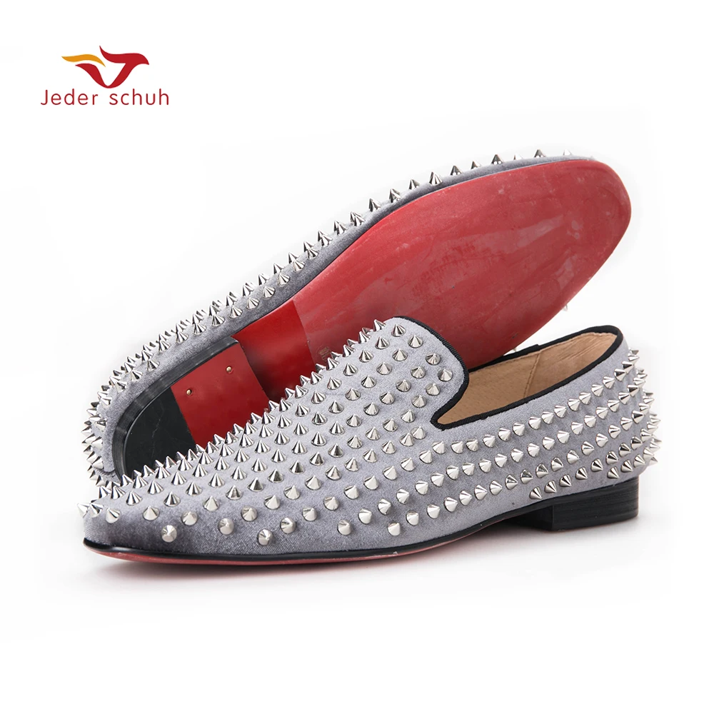 Handmade men velvet shoes with black rivets Fashion party and wedding men loafers Italian style smoking slipper men