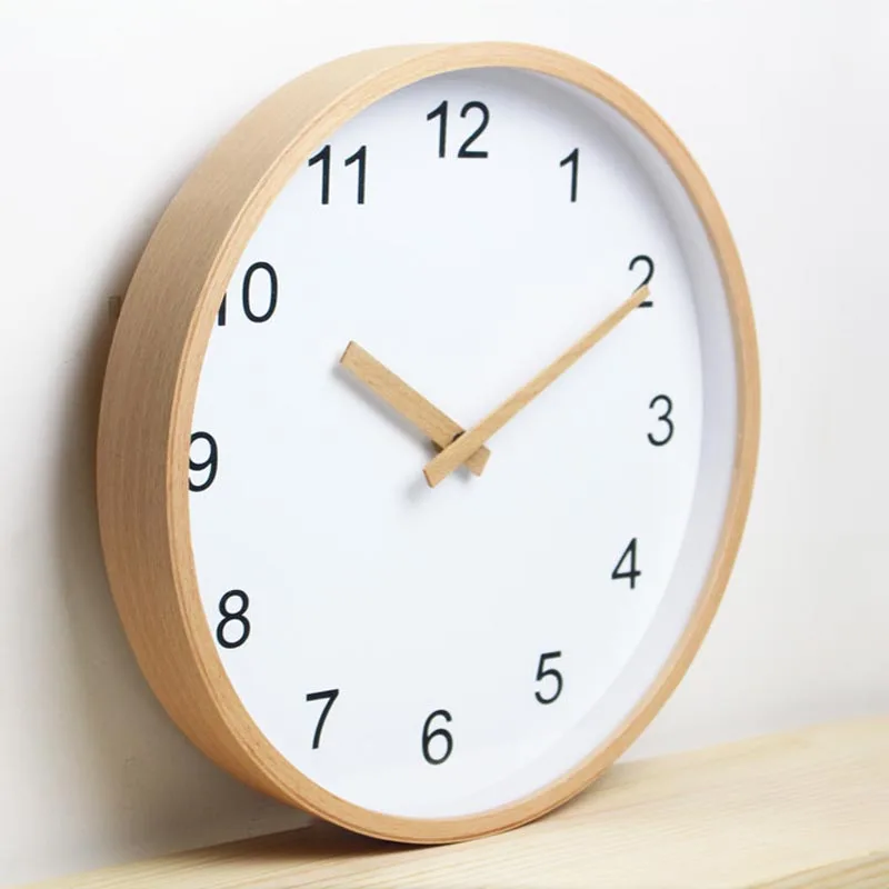 Buy 12 inch Round Beech Wood Wall Clock Living Room