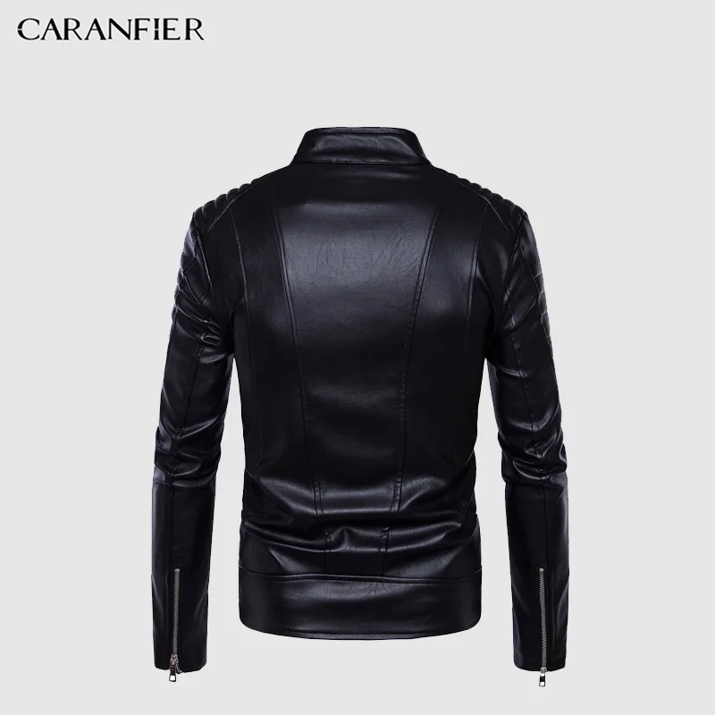 CARANFIER Мужская осенняя куртка из искусственной кожи мужская мода более тонкая