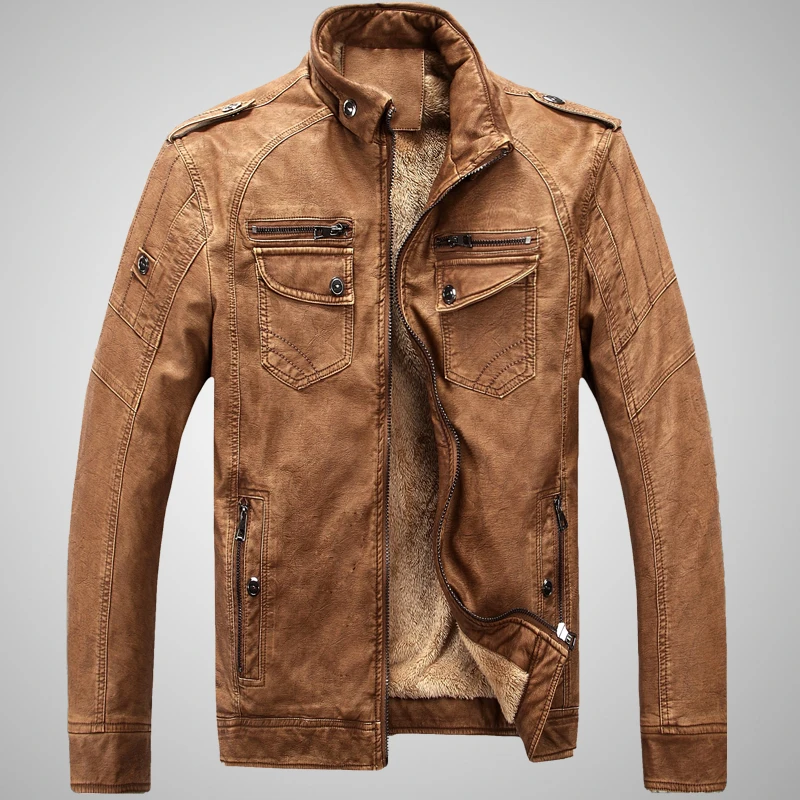 Autumn And Winter New Casual Leather Men's Clothing Jacket Leather Plus Velvet Washed Retro Leather Chaqueta Hombre S-4XL Autumn And Winter New Casual Leather Men's Clothing Jacket Leather Plus Velvet Washed Retro Leather Chaqueta Hombre S-4XL
