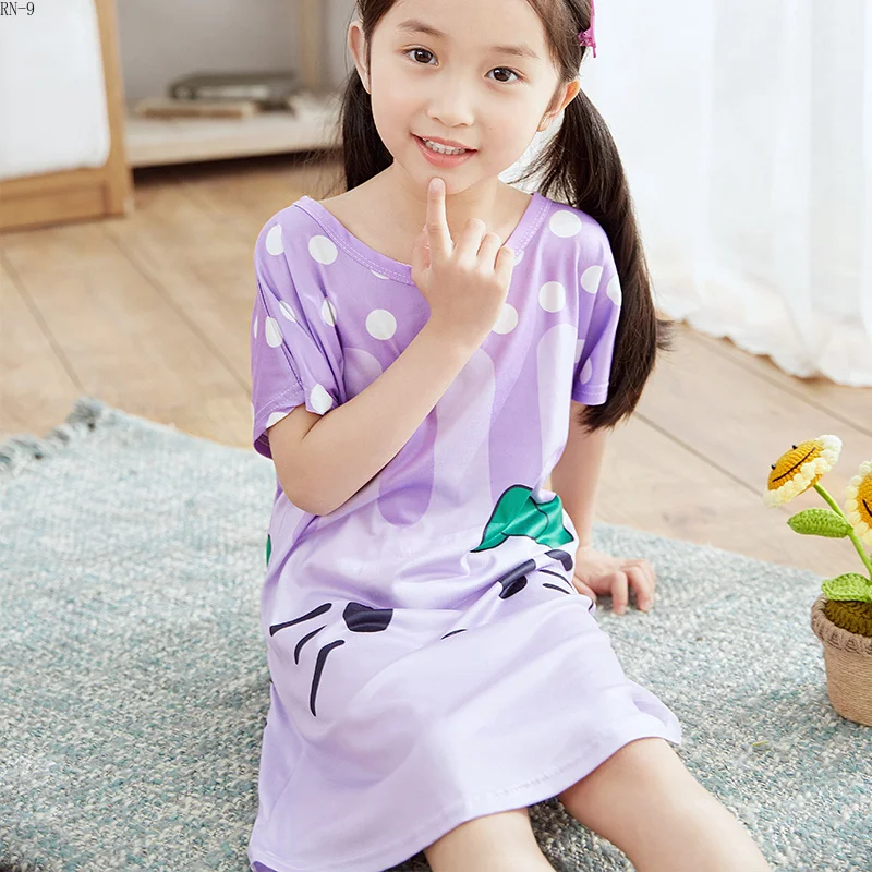 

Fashion Nightdress 2019 Summer Girls Cartoon Loungewear Princess Nightgown Girls Short Sleeve Nightwear Kids Dresses for Girls