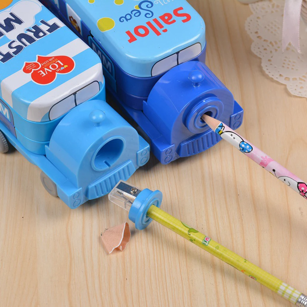 

Colorful Little Train Shape Large Capacity Metal Pen Bag Pencil Case Stationery Color Random