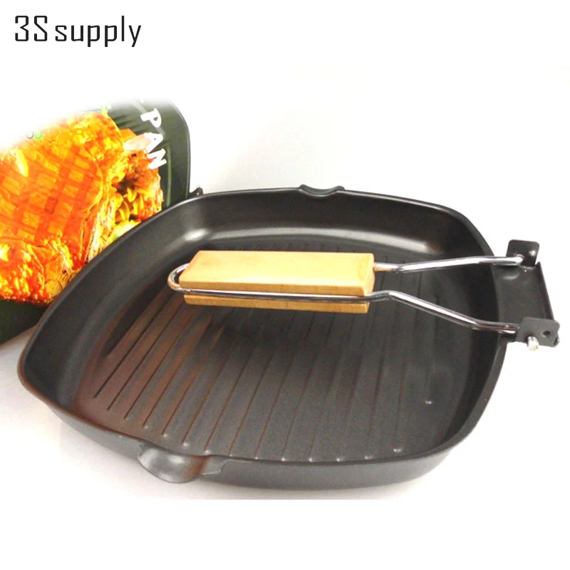 Square no pot cover panela refined iron steak frying pan non stick