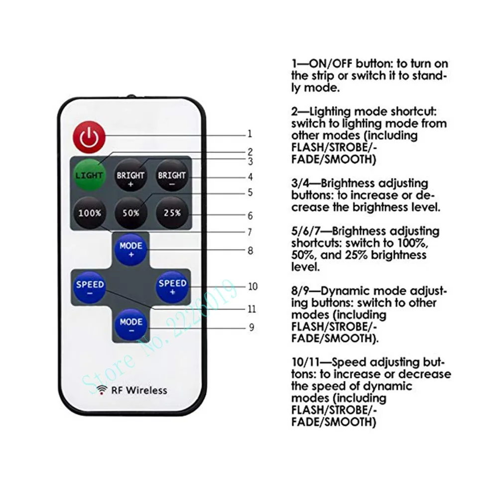 433 Гц РЧ пульт дистанционного управления, 11 клавиш, мини беспроводной диммер для 5050 3528 RGB светодиодный светильник(1,35*3,5 мм