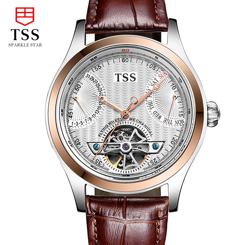 

TSS PILOT'S series watches men luxury brand CLASSIQUE COMPLICATIONS automatic self-wind Tourbillon mechanical Leather belt