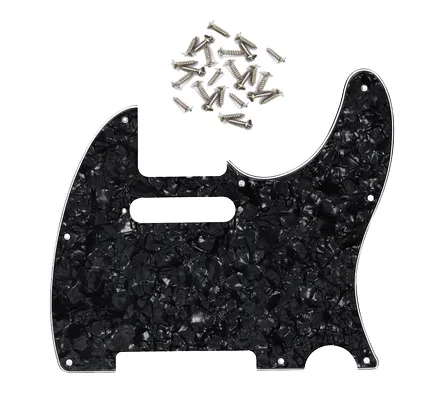 

Free shipping! 4Ply 8Holes Tele Guitar Pickguard Pickguard for Telecaster Style Ele.Guitar DIY,w/25pcs Screws (Black Pearl)