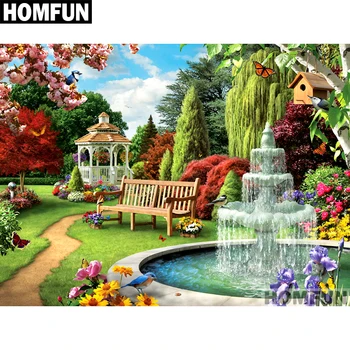 

HOMFUN Full Square/Round Drill 5D DIY Diamond Painting "Scenic garden" Embroidery Cross Stitch 5D Home Decor Gift A01685