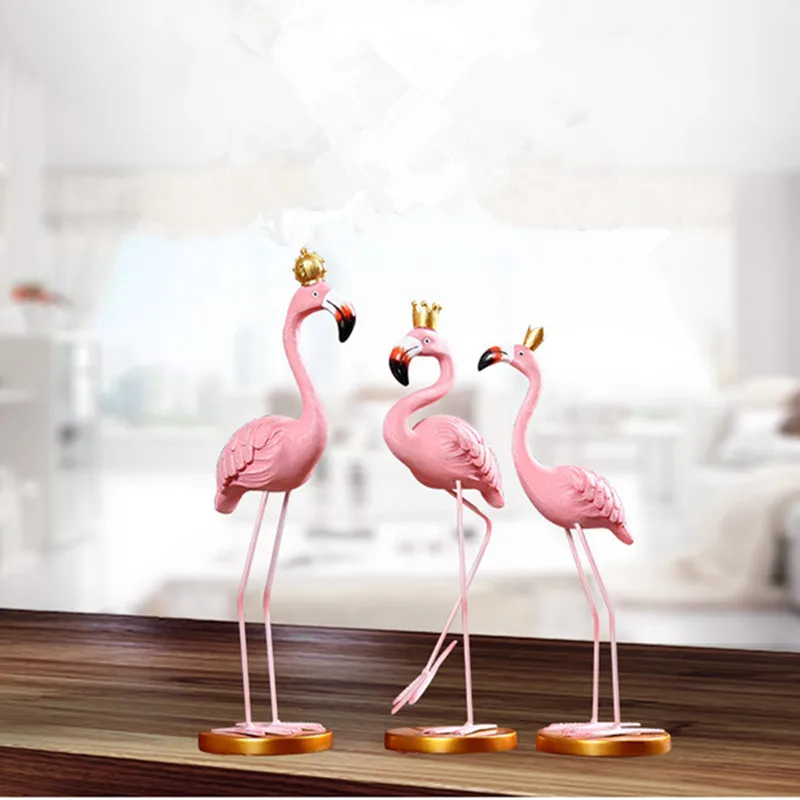 1 PC Home Decoration Craft Pink Resin Flamingo Fig...