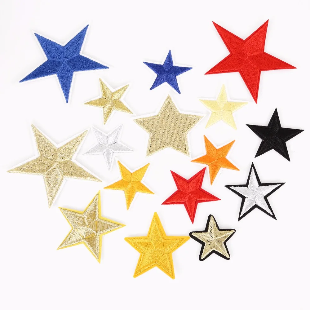

5PCs Sew On Patches For Clothing Multicolor Star Embroidery Patch Appliqued Badge Stickers For Clothes
