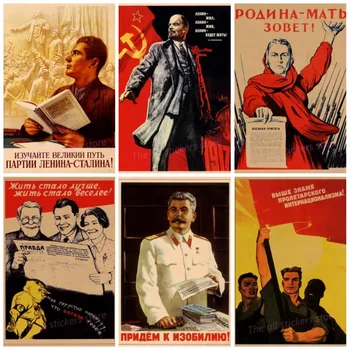 

World war II Leninist political propaganda Soviet Union USSR CCCP poster Retro kraft paper wall Decorative vintage poster