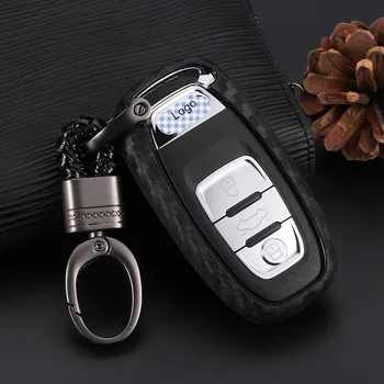 

Key Cover Top Layer Carbon Fiber Soft Silicone Scratch-resistant Key Case for Audi A6L A4L Q5 Smart Car Styleing Key Keychain