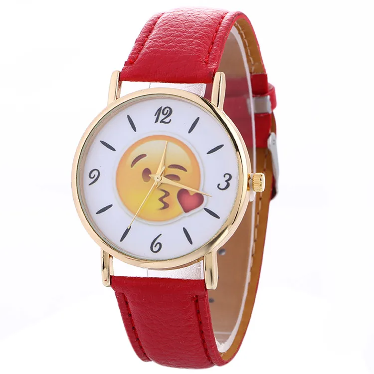 Hot sale Smiling face Emoji watch Simple Kids Sports Fashion Leather