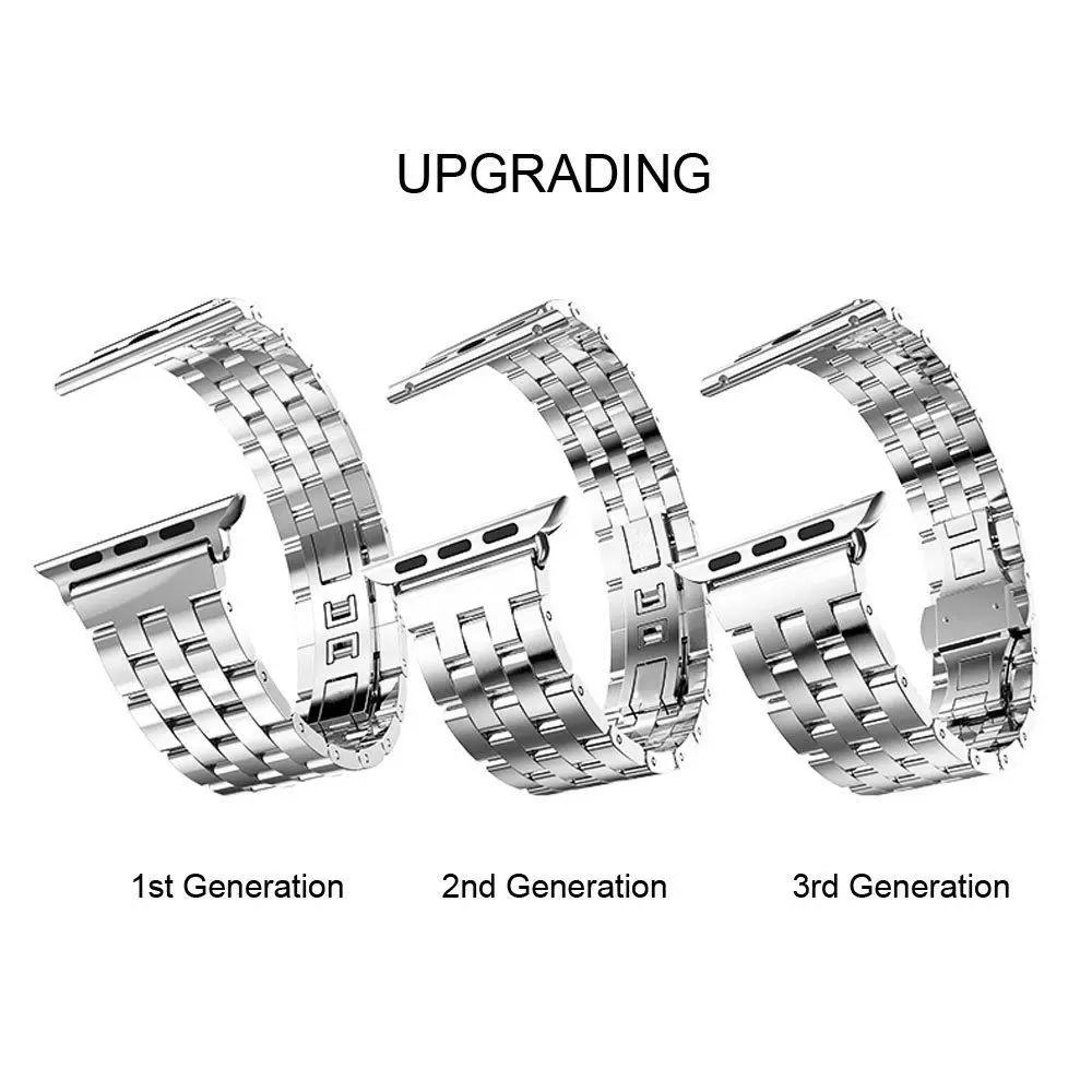 Сменный ремешок из нержавеющей стали с пряжкой бабочкой для Apple Watch iWatch +