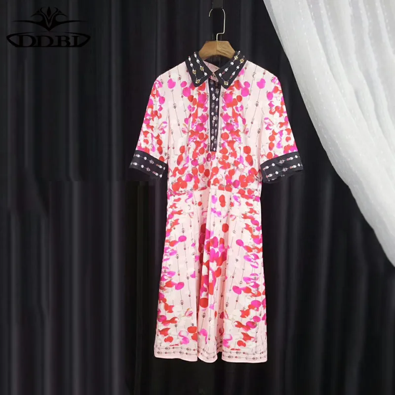 petals print dress floral dresses summer runway dress high quality 2018 20180608