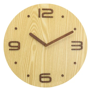 

30*30cm 3D Soild Wooden Brief Wall Clock Modern Silent Clocks Figure Silent Wall Clocks Livingroom Home Decor Quartz Timer