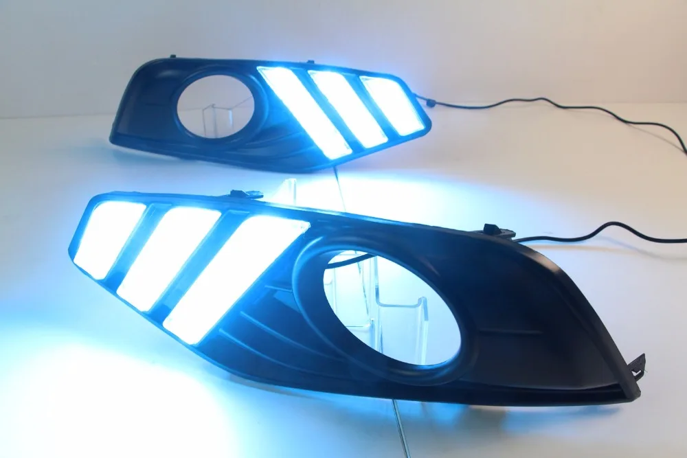 

Qirun led drl daytime running light for NISSAN TIIDA 2016-2017with yellow turn signals +dimmer and blue night running light