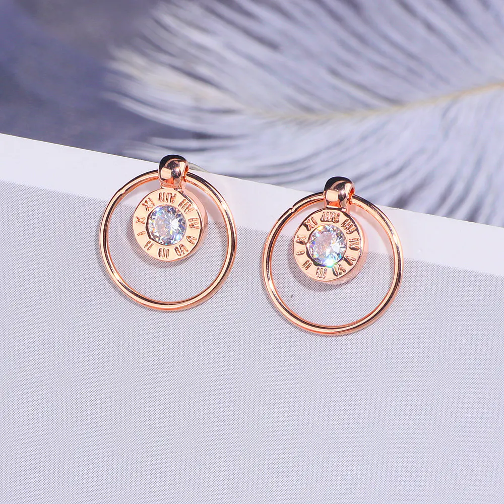 

New Design Geometric Round Metal Stud Earrings For Women Gold Silver Color Simple Charm OL Style Crystal Circle Earrings WX191