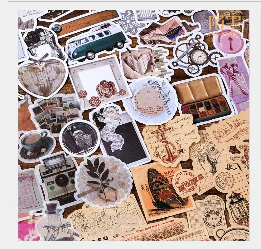 

45pcs/set Vintage times pink room autumn leaves stationery tool travel journal kraft sticker decoration Planner label stickers