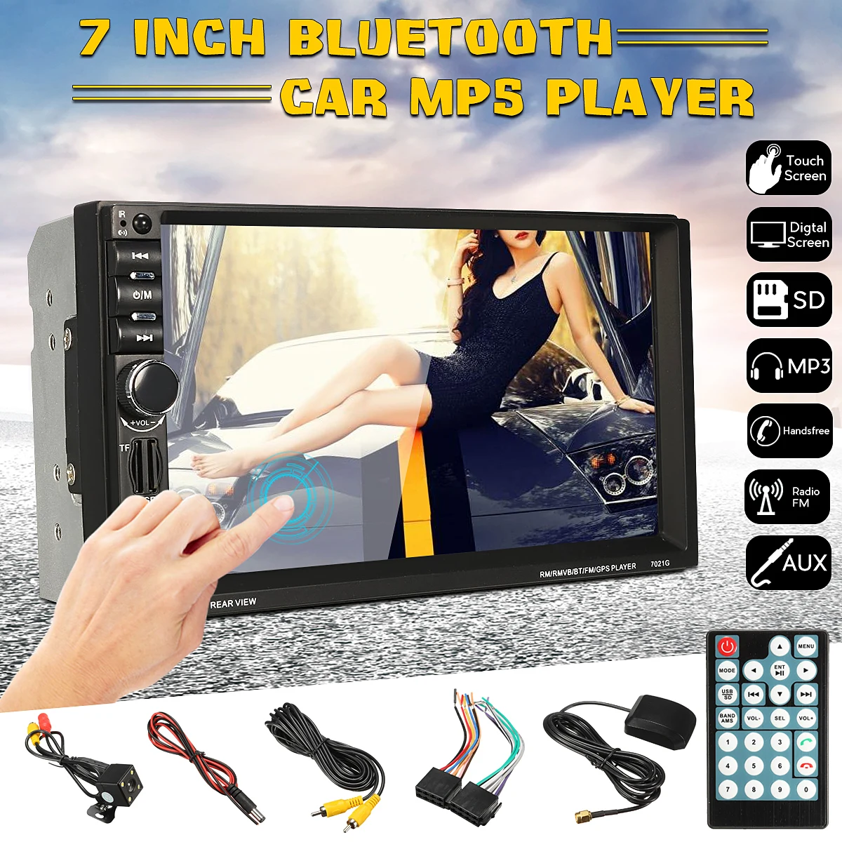 

7 Inch Touch Screen Car MP5 Player Android Stereo 2 Din Bluetooth With GPS Navigation Rear View Camera Auto Autoradio IOS