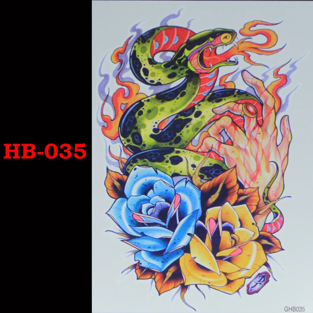 109 Serpent Bleu Jaune Rose Temporaire Tatto étanche Hommes Femmes 3d Tatouage Bras Autocollant Faux Bras Manches Corps Tatouage épaule
