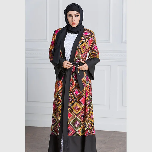 The Hot Selling Fashion Dress 2017 Plus Size Fashion Color Printing Abaya Middle East Long Dress