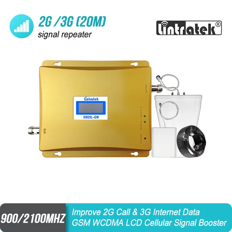 ЖК-Дисплей GSM 900 мГц 3 Г WCDMA 2100 Двухдиапазонный Мобильный усилитель Сигнала Репитер