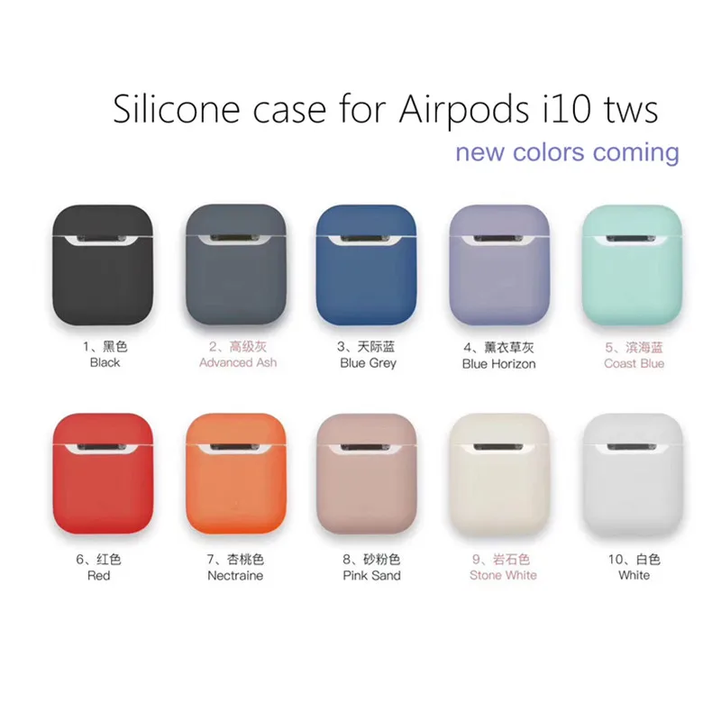

Shock Proof Skin Cover Silicone Cover Protection Case for i10 TWS Bluetooth earphopne Wireless Earphone Box Case