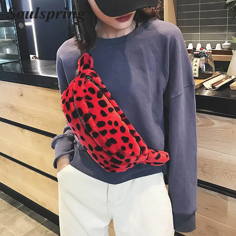 

2018 Women Waist Bag Leopard Bag Autumn Winter Faux Fur Fanny Pack Bananka Women Money Waist Pouch Travel Leisure Belt Chest Bag