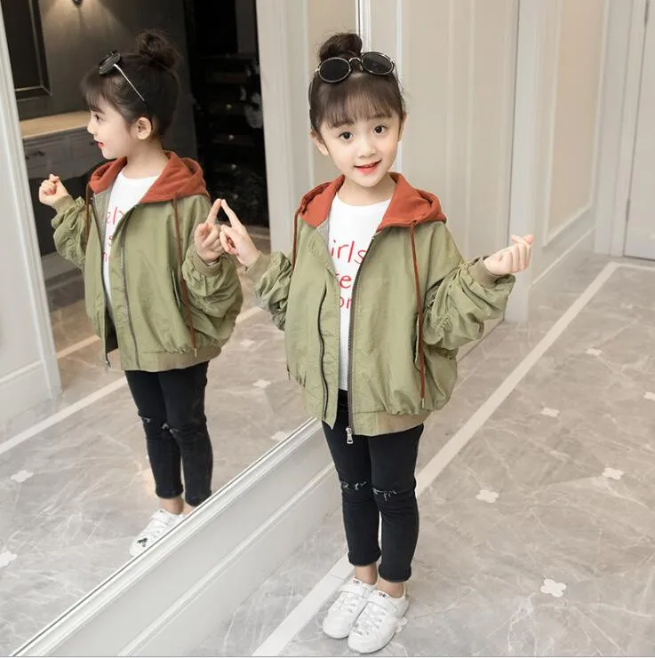 

2019 Korean style fashion girls coat full sleeve spring girls jacket 4-9t A625