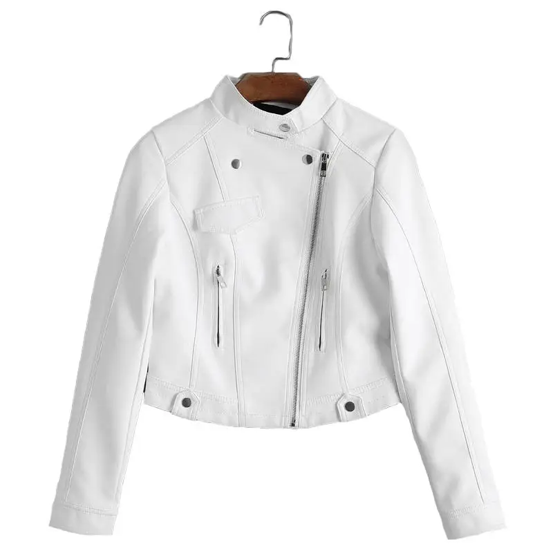 short white leather jacket