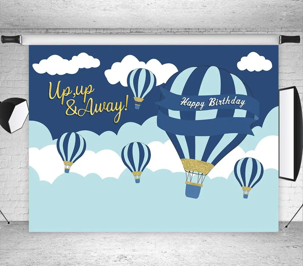Синий Воздушный шар вверх и пункт фон детский душ Мальчик День Рождения