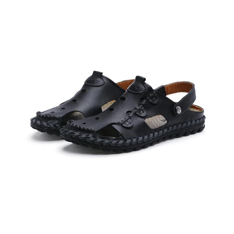 YIGER New Men Sandals Genuine Leather Man Slippers Hole shoes Men Leisure Beach Sandals and Slippers 0081