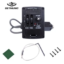 2 диапазона светодиодный миниатюрная гитара укулеле эквалайзер с хроматический тюнер жесткий гитарный звукосниматель пьезо UK-300T звукосниматель для укулеле предусилитель Прямая