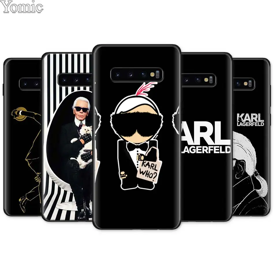 

Karl Lagerfeld Black Silicone Case for Samsung Galaxy S10e S10 S8 S9 Plus S7 Note 8 9 A40 A50 A70 TPU Soft Phone Case Cover