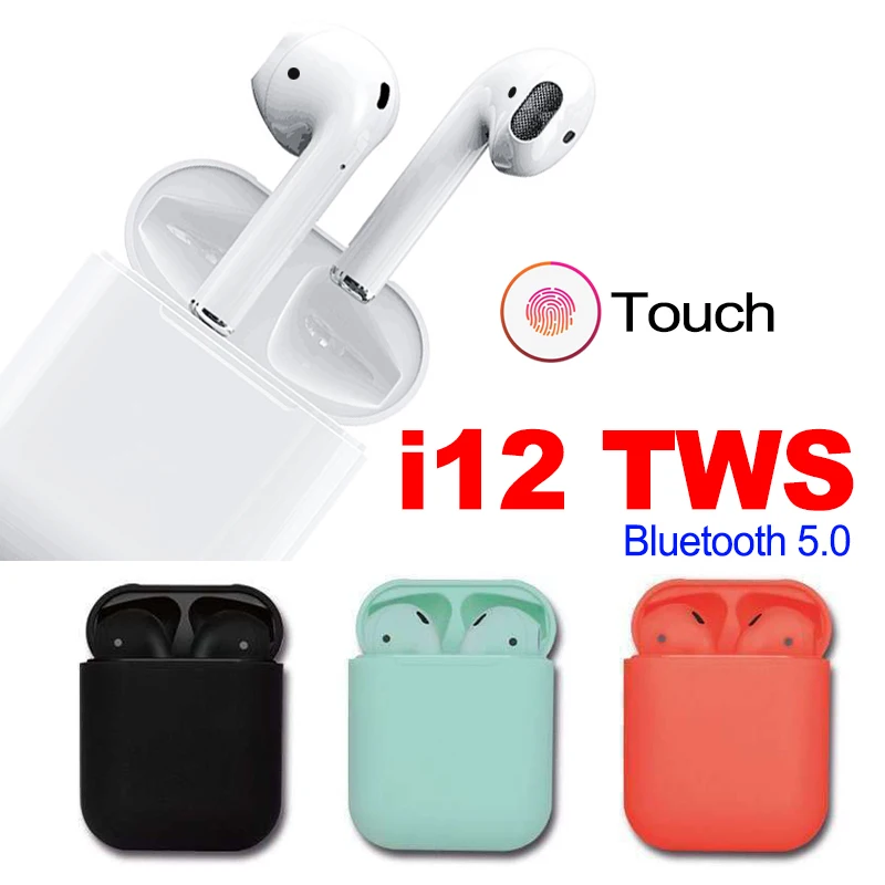 

Wireless i12 TWS Bluetooth 5.0 Earphone Bluetooth Earphones Touch Control Magnetic Stereo Blutooth Headset with Charging Box