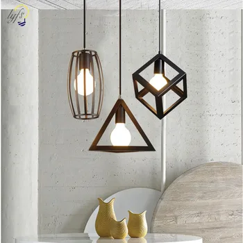 

lyfs Nordic retro iron creative chandeliers loft simple personality single-head restaurant lights bar art pendent light
