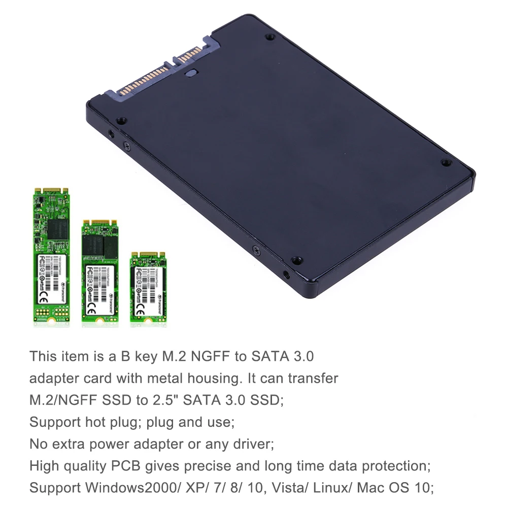 B key M.2 NGFF на 2,5 SATAIII SATA 3,0 SSD адаптер карты 7 мм толщина 2242 2260 2280 твердотельный накопитель чехол для ПК рабочего стола