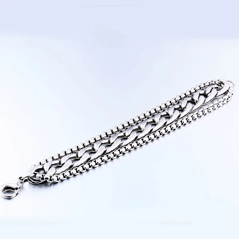 BEIER Link and Pearl chain Bracelet Stainless Steel Bracelet & Bangle Male Accessory Hip Hop simple Jewelry for man gift HSS007