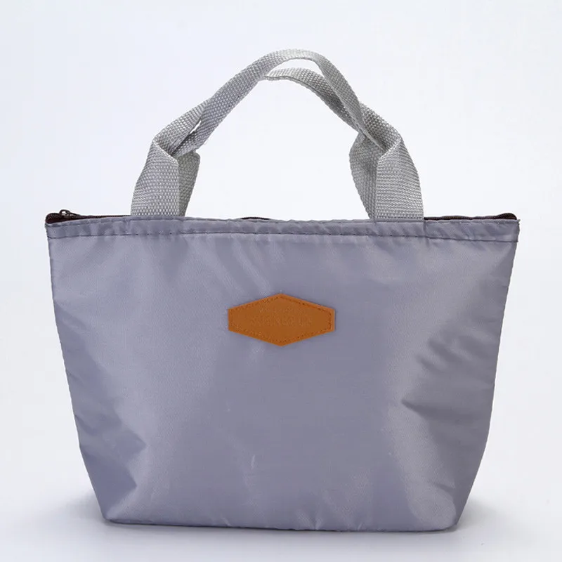 Портативная сумка для еды ярких цветов, водонепроницаемая изолированная сумка для пикника, сумка для хранения еды, большая емкость, сумка для ланча - Цвет: Светло-серый