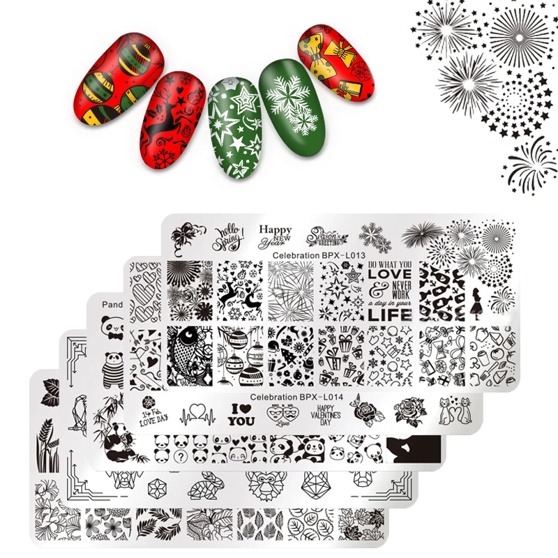 BORN PRETTY 1 шт ногтей шаблонные штампы пластины Рождество школа время Сердце DIY прямоугольная пластина с изображениями для нейл-арта