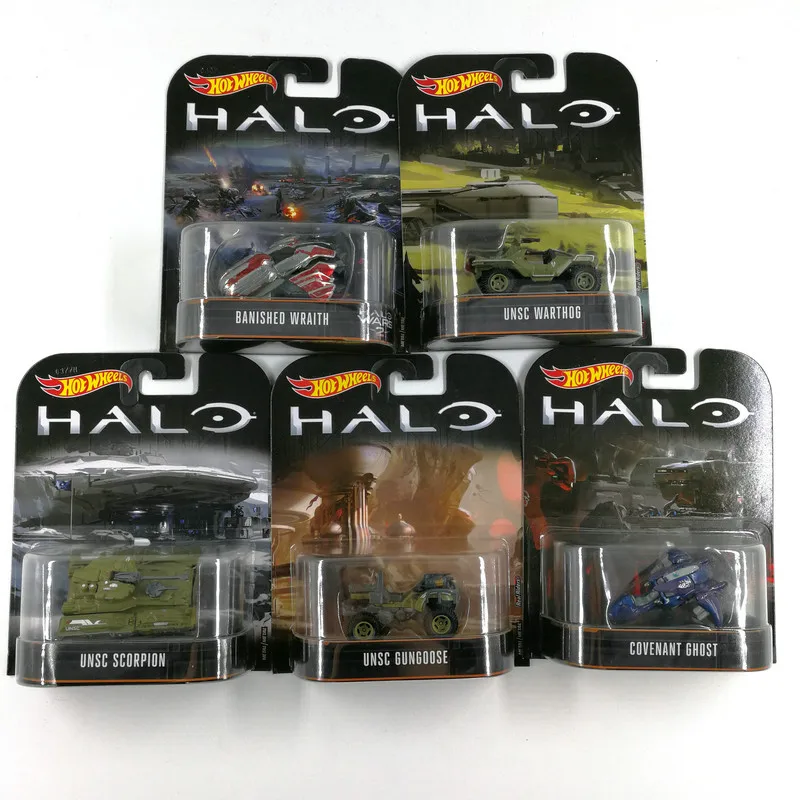 Hot Wheels автомобиль Halo Wars классический фильм UNSC Скорпион Коллекционное издание металлическая литая модель автомобиля детские игрушки подарок - Цвет: One set(5pcs)-DMC55