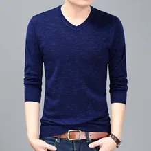 New arrival 2017 Autumn Men Casual long sleeve T-shirt men V neck men’s render knitted Sweater Tops Tees men’s clothing MQA15