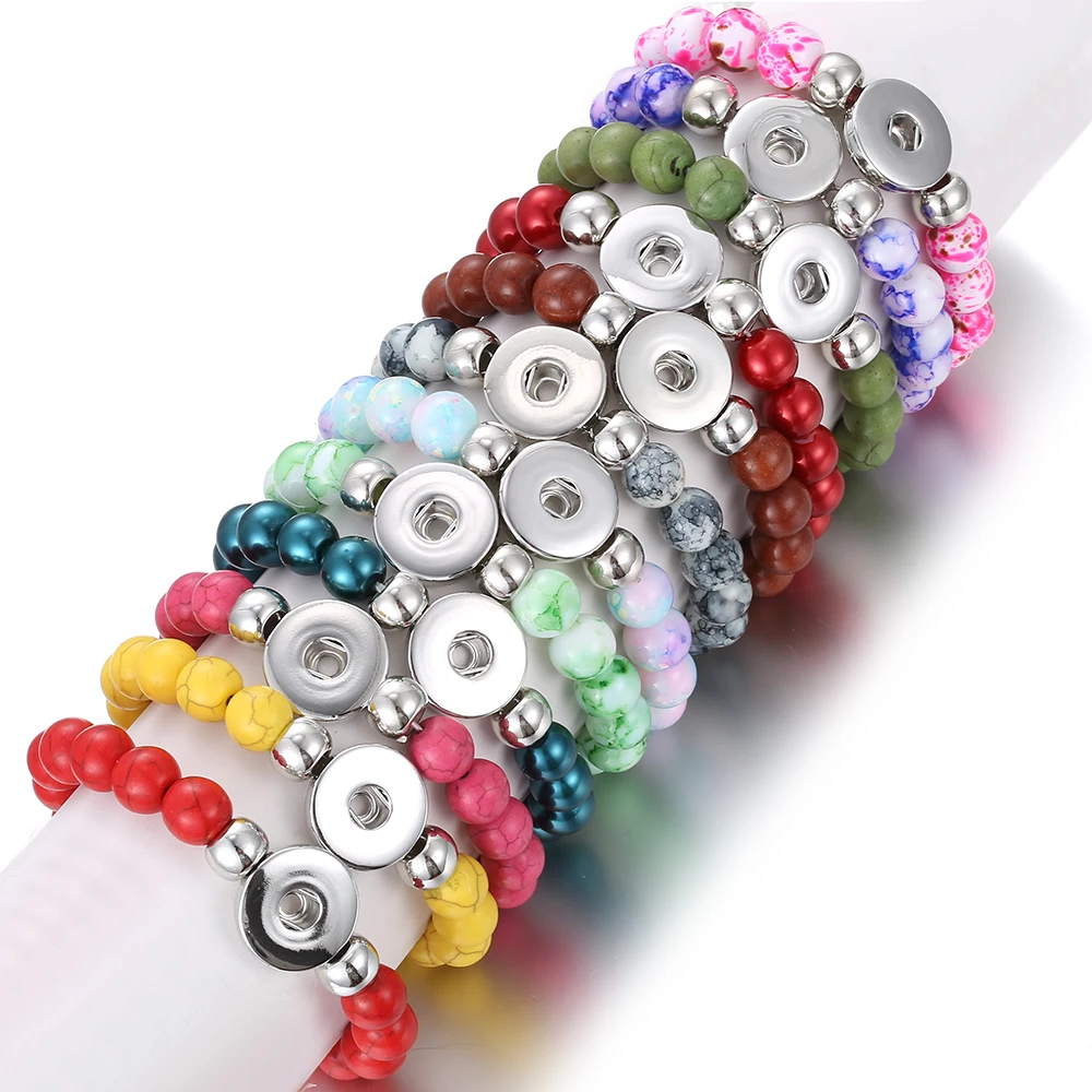 10pcs/lot Wholesale 18mm Snap Jewelry Handmade Elastic Bead Snap