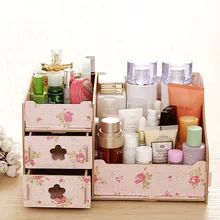 

Wooden Cosmetic Desktop Makeup Organizers Multi-grid Cosmetic Storage Box With Drawer Desk Sundries Container Jewelry Box C