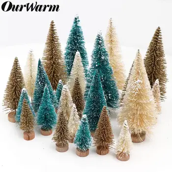 

OurWarm 8Pcs Sisal Fiber Mini Christmas Tree 3Colors Snow Frost Small Pine Tree DIY Craft Desktop Decoration Christmas Ornaments