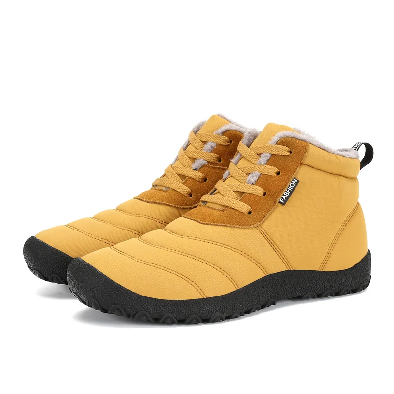 Рождественские очень теплые мужские зимние ботинки; теплые плюшевые ботинки; новые мужские зимние ботильоны; хлопковые ботинки; Botas Masculina - Цвет: Цвет: желтый