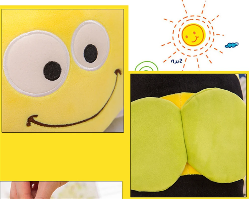 Fancytrader Lovely Animal Little Bee Plush Doll Stuffed Cartoon Yellow Honeybee Toy Pillow Gift for Kids 35inch 90cm13