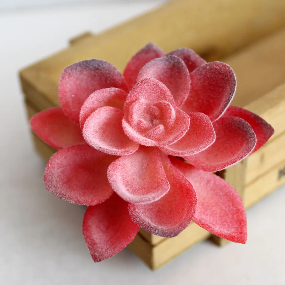 1Pc Red Plastic Assorted Decorative Artificial Succulents Bulk Plants Faux Miniature Fake Mini Desert Succulents For Garden