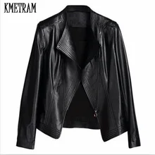 Kmeram овечья кожа куртка тонкая модная овчина пальто кожаная куртка Женское пальто Casaco Feminino размера плюс 3XL HH671
