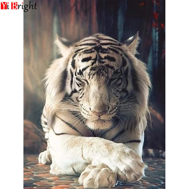 HUACAN-Diamond-Mosaic-Animals-Full-Square-Round-Drill-Decoration-Home-5D-DIY-Embroidery-Diamond-Painting-Tiger